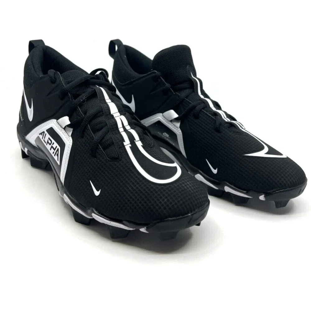 Nike Alpha Menace 3 Shark Football Cleats Mens 12.5 Black White New‎ Fastflex